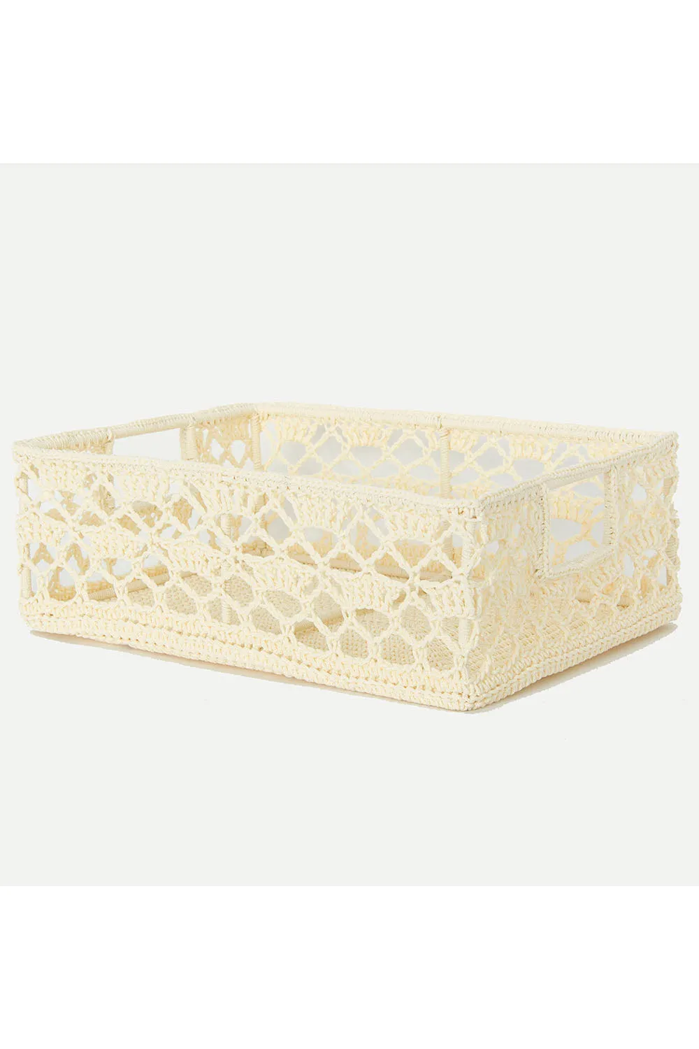 Crochet Wire Basket Wide - Cream