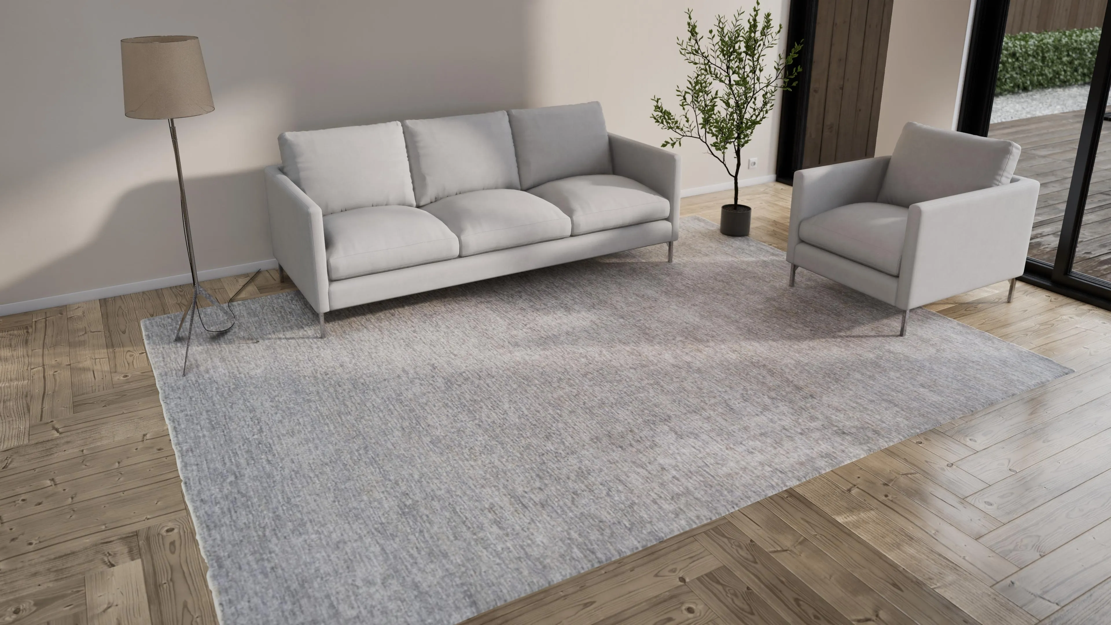 Distressed Solid Wool Area Rug - 9' x 12'