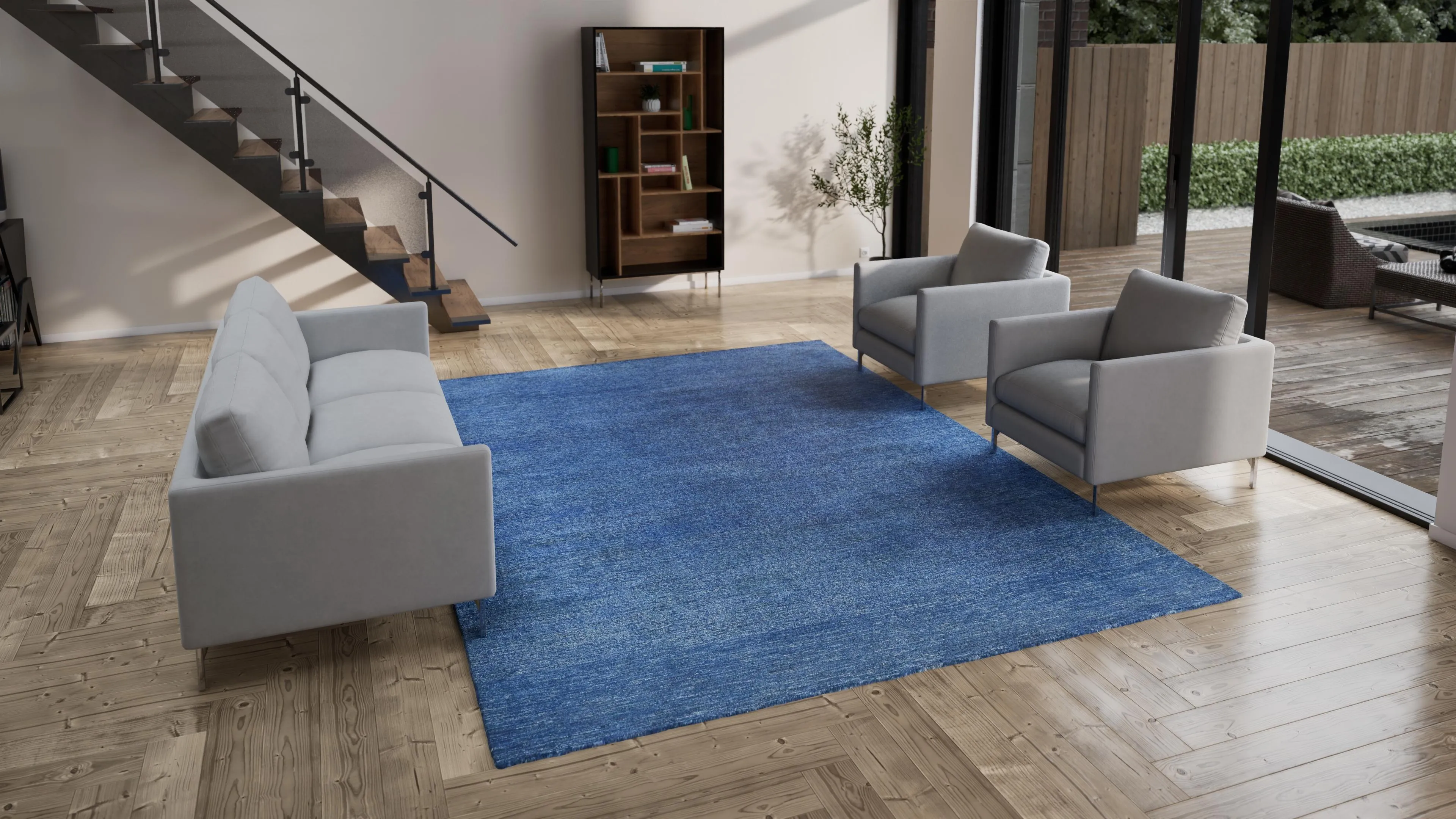 Distressed Solid Wool Area Rug - 9' x 12'