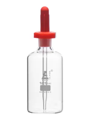 Dropping Bottle, 125ml (4.2oz) - Eye Dropper Pipette - Borosilicate 3.3 Glass