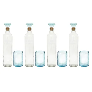 Ellementry crown glass bottle with tumbler| 750 ml | Clear | Water Bottle | Milk Bottle | Juice Bottle | Cocktail Bottle | Handcrafted | Sustainable | Food Safe | Form & Function | Set of 4
