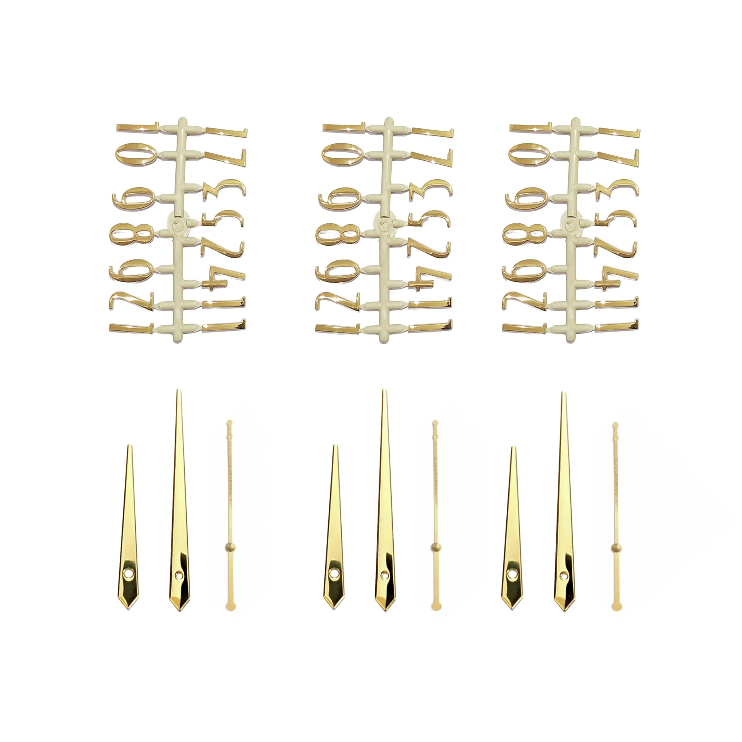Epoxy Fusion Wall Clock Numbers and Hands, Numbers for DIY Clock Making, Numbers for Clock Resin Art, Needles Set for Wall Clock, Numbers Set for DIY Clock Making (Set of 3) (Gold Plain Pati)