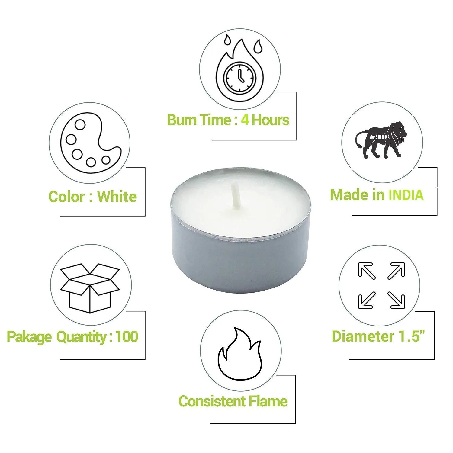 EYUVAA 4 Hrs Burning Tealights Candles for Decoration, Birthday, Home, Spa, Office, Diwali Candle for Decoration (White) (400)