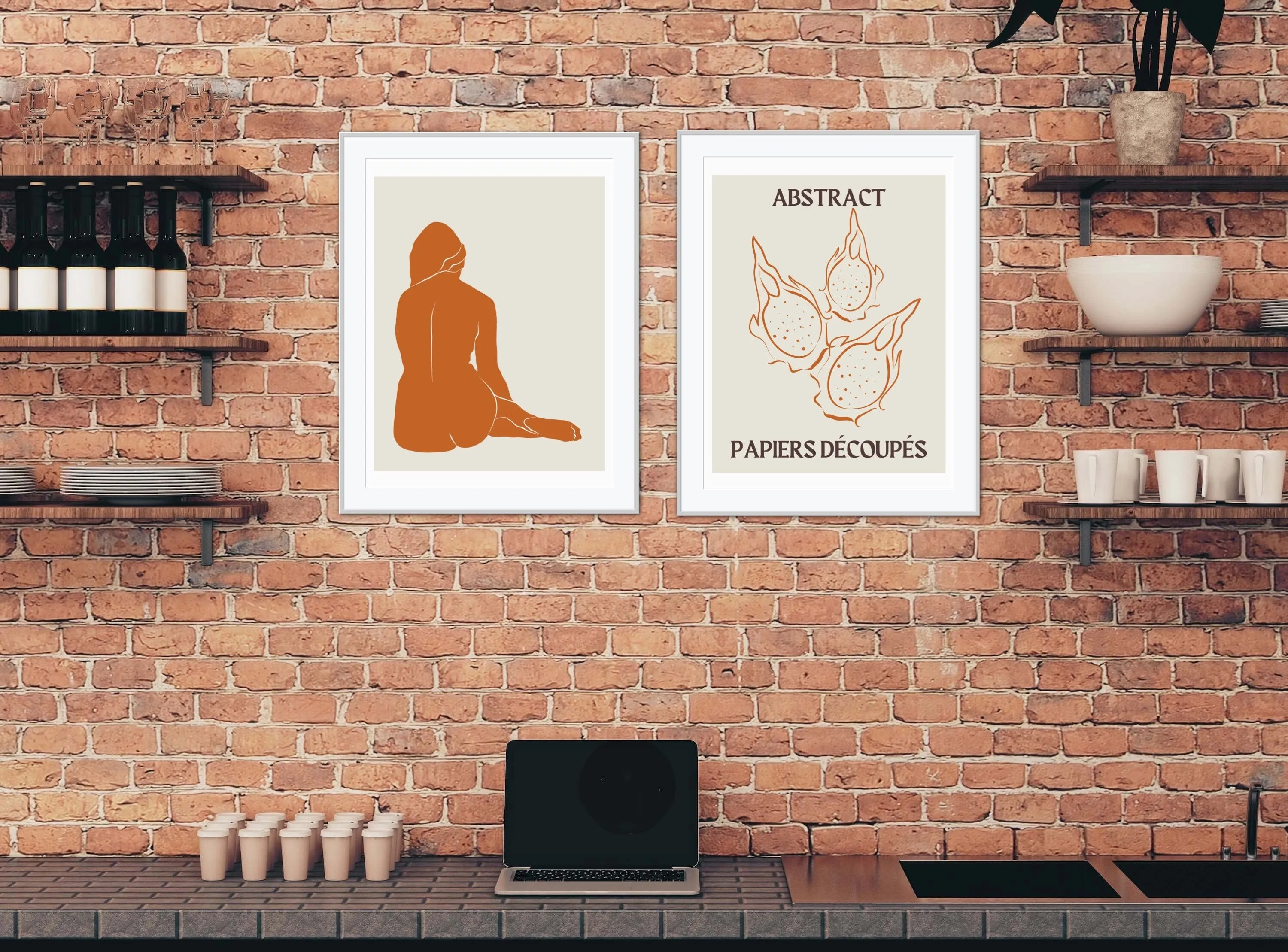 Fall Autumn Abstract Wall Art Set Of 4 PRINTABLE ART, Boho Matisse Print Set, Botanical Terracotta Print, Woman Framed Aesthetic, Boho Wall Art