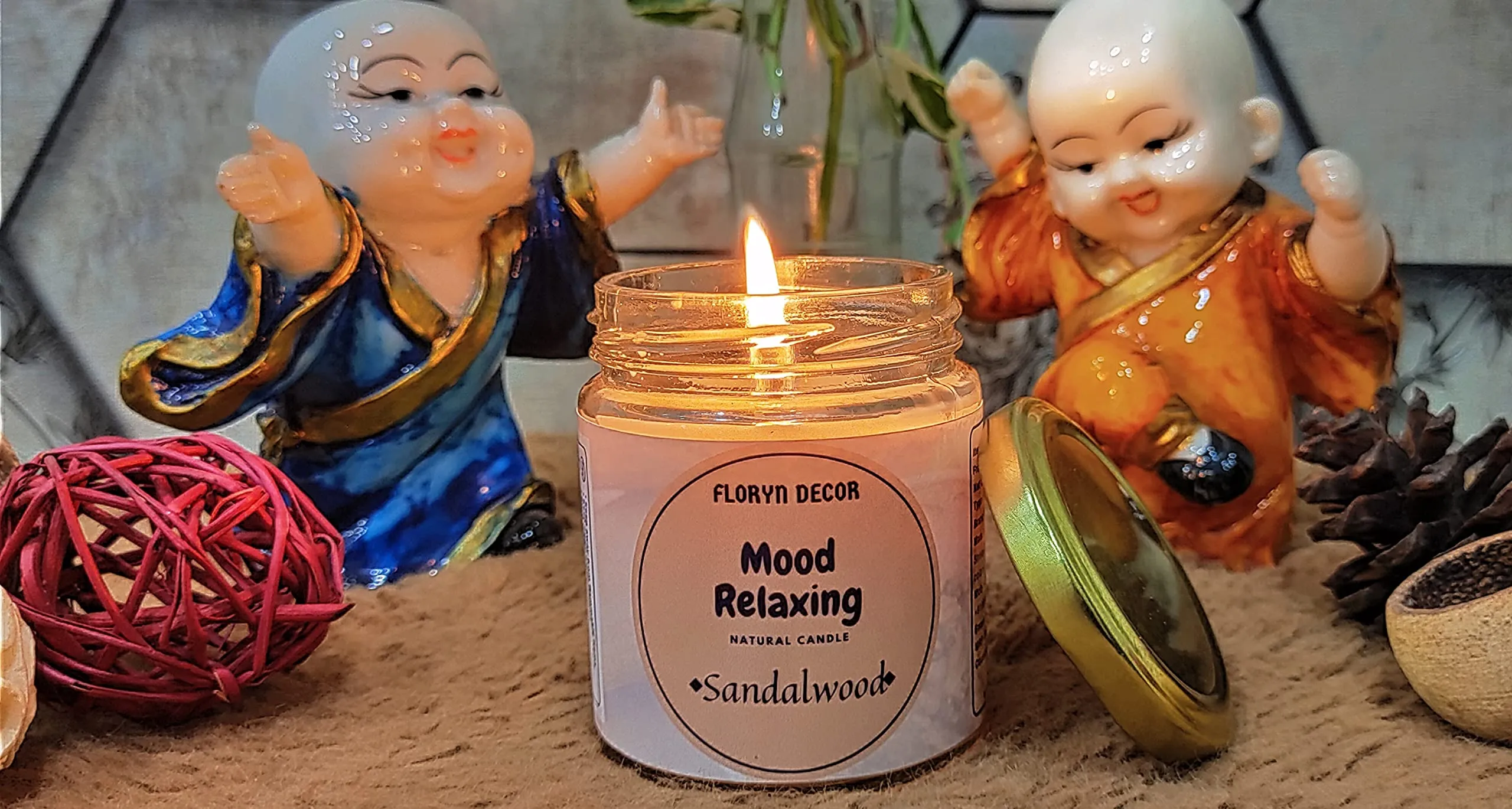 Floryn Decor® Soy Wax Candle | Scented Candles for Home Decor | Burning Time - 30 Hours, Scent: (Sandalwood | Jasmine | White Lilly, Pack of 3)