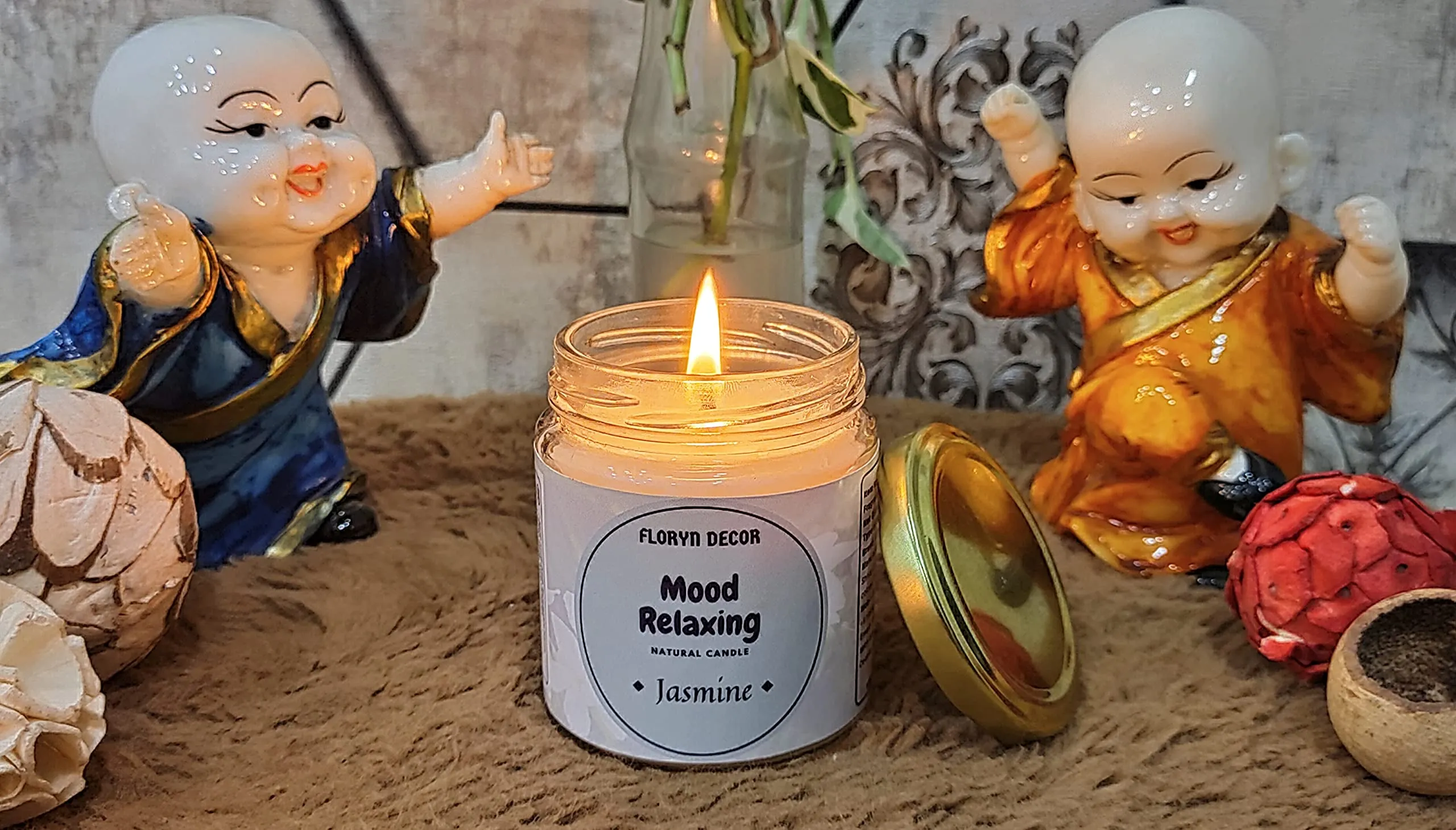 Floryn Decor® Soy Wax Candle | Scented Candles for Home Decor | Burning Time - 30 Hours, Scent: (Sandalwood | Jasmine | White Lilly, Pack of 3)