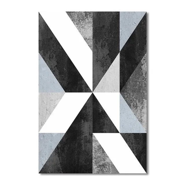Geometric Asymmetric Marble Design Wall Art Decor Nordic Style Black & White Fine Art Canvas Prints For Modern Living Room Interior Decor