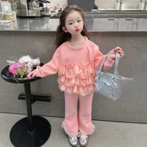 Girls' Small Fragrant Wind Hoodie Set-مجموعة هودي صغيرة