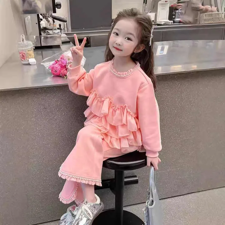 Girls' Small Fragrant Wind Hoodie Set-مجموعة هودي صغيرة