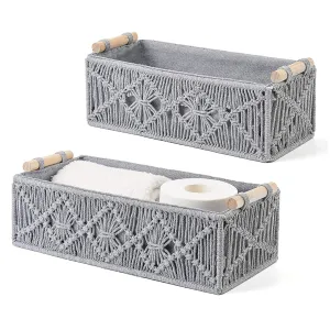 Gray Macrame Storage Baskets