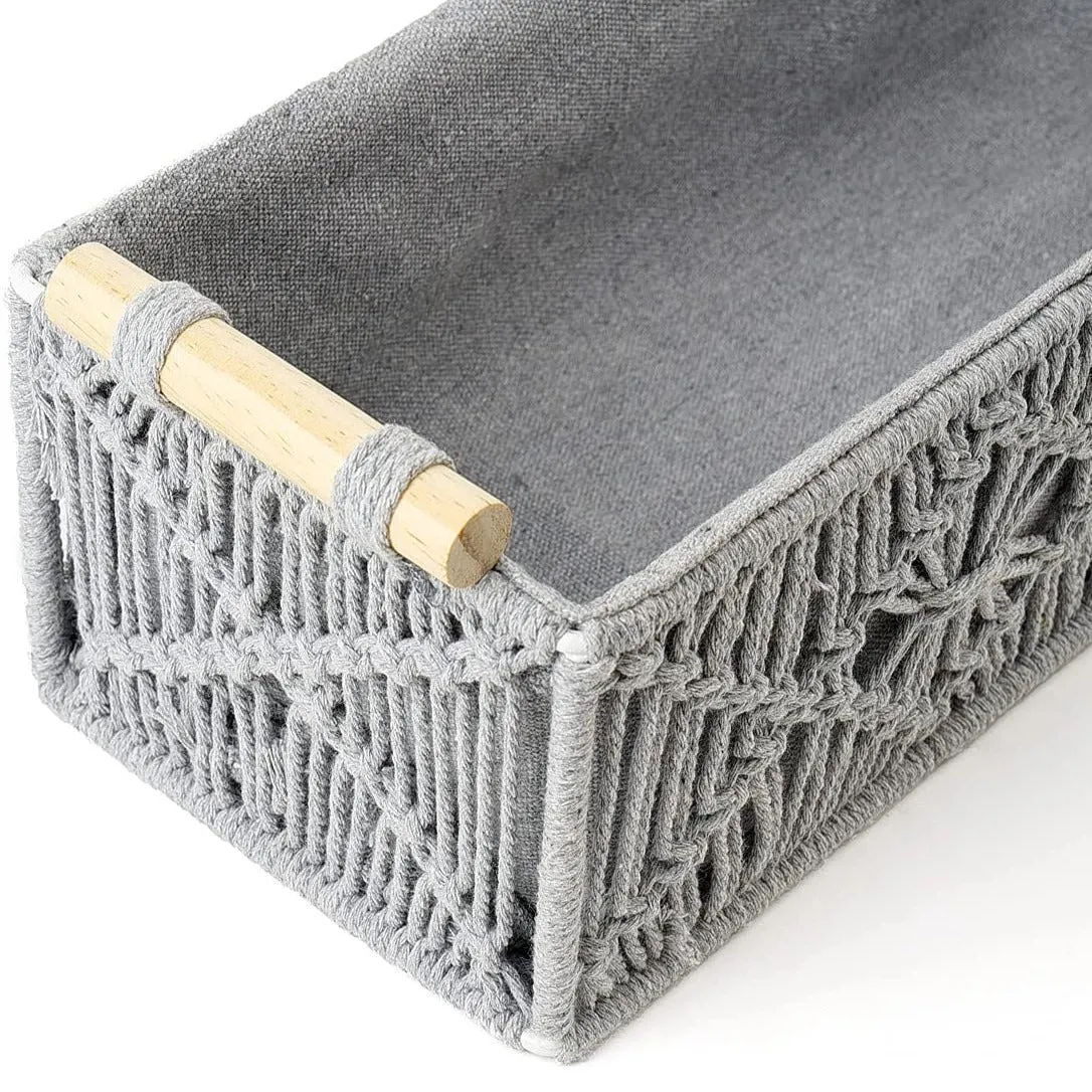 Gray Macrame Storage Baskets