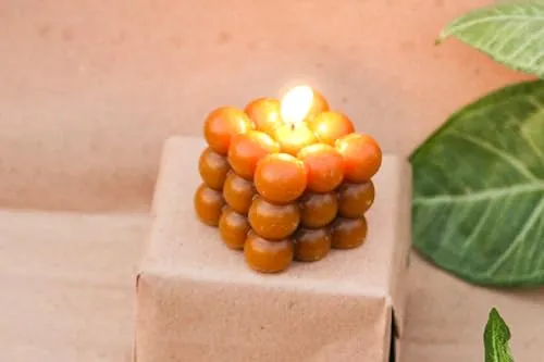 Grazio Best Lemongrass Scented | Bubble | Beeswax Table Candles | Home Decor |(3 Pcs)