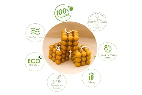 Grazio Best Lemongrass Scented | Bubble | Beeswax Table Candles | Home Decor |(3 Pcs)