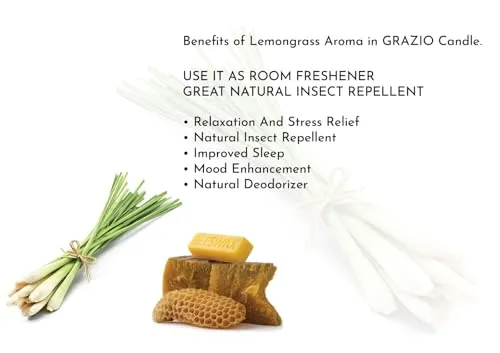 Grazio Best Lemongrass Scented | Bubble | Beeswax Table Candles | Home Decor |(3 Pcs)