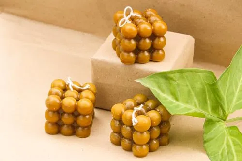 Grazio Best Lemongrass Scented | Bubble | Beeswax Table Candles | Home Decor |(3 Pcs)