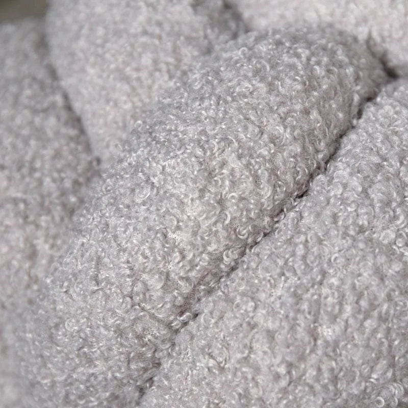 Grey Boucle Knot Ball Cushion - 19cm