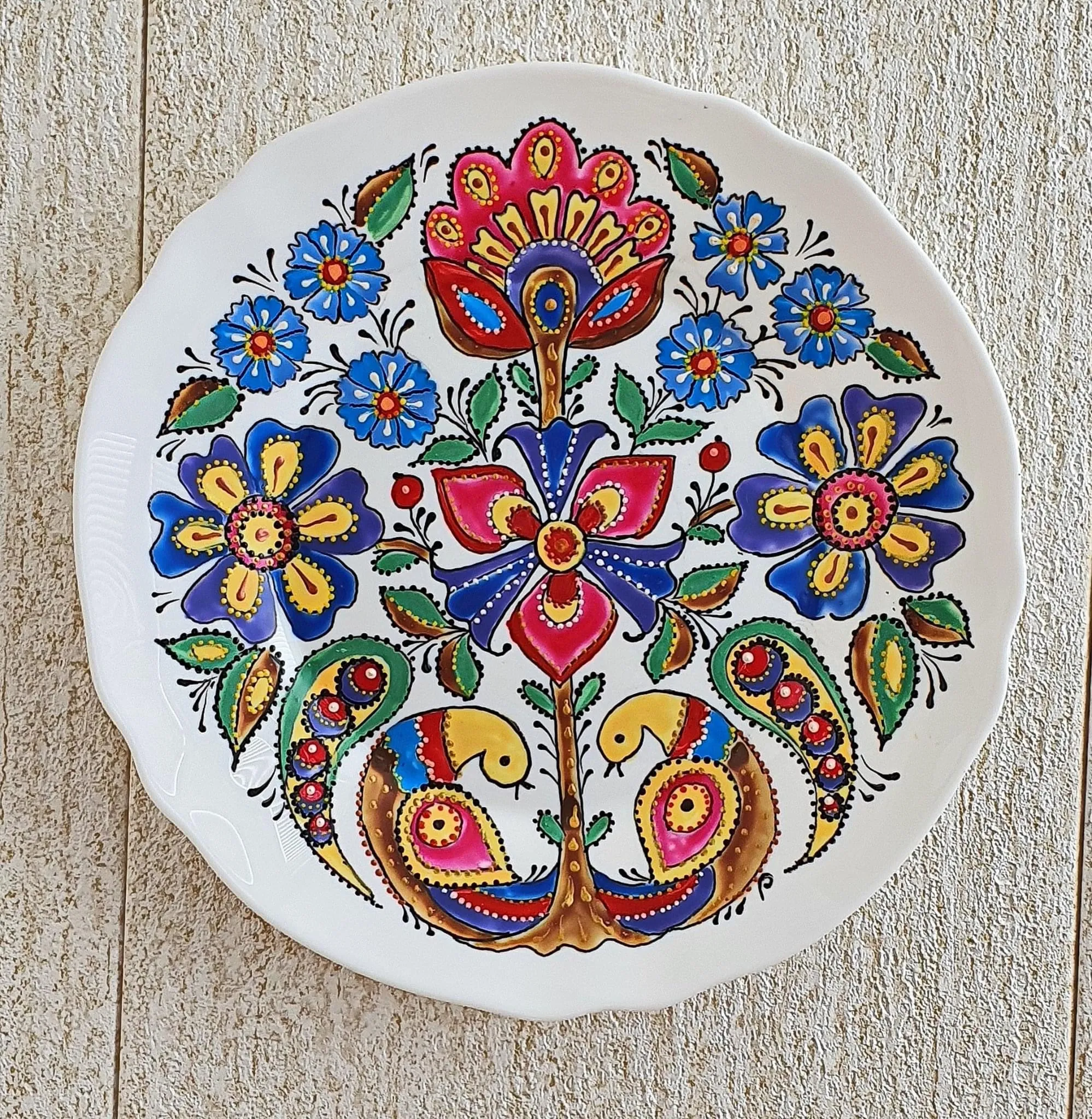 Hand-Painted Porcelain Plate - Love Birds