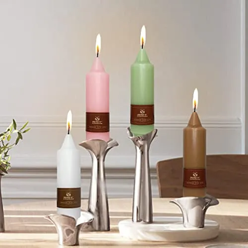 Handmade Pink Taper Candles Set of 4 | Natural Paraffin Wax | Smokeless & Aroma-Free | Perfect for Home Decor, Weddings, Holidays & Religious Events