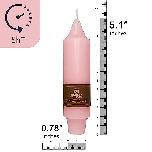 Handmade Pink Taper Candles Set of 4 | Natural Paraffin Wax | Smokeless & Aroma-Free | Perfect for Home Decor, Weddings, Holidays & Religious Events