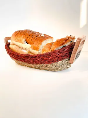 Handwoven Sabai Grass Dual Color Bread Basket