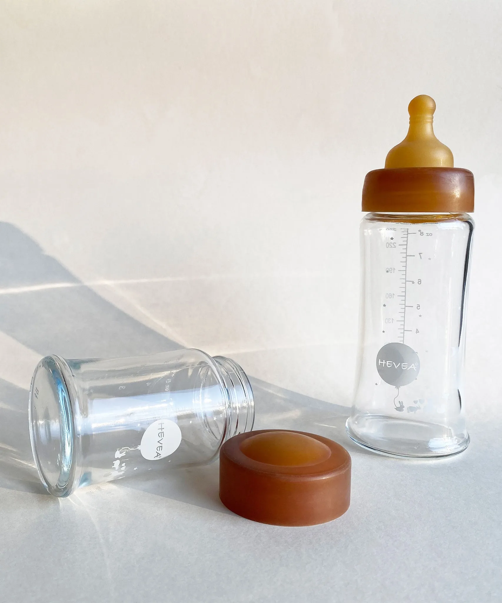 Hevea Wide Neck Glass Baby Bottles 2 Pack - 250ml