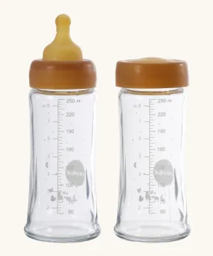 Hevea Wide Neck Glass Baby Bottles 2 Pack - 250ml