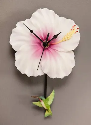 Hummingbird & Hibiscus Pendulum Wall Clock