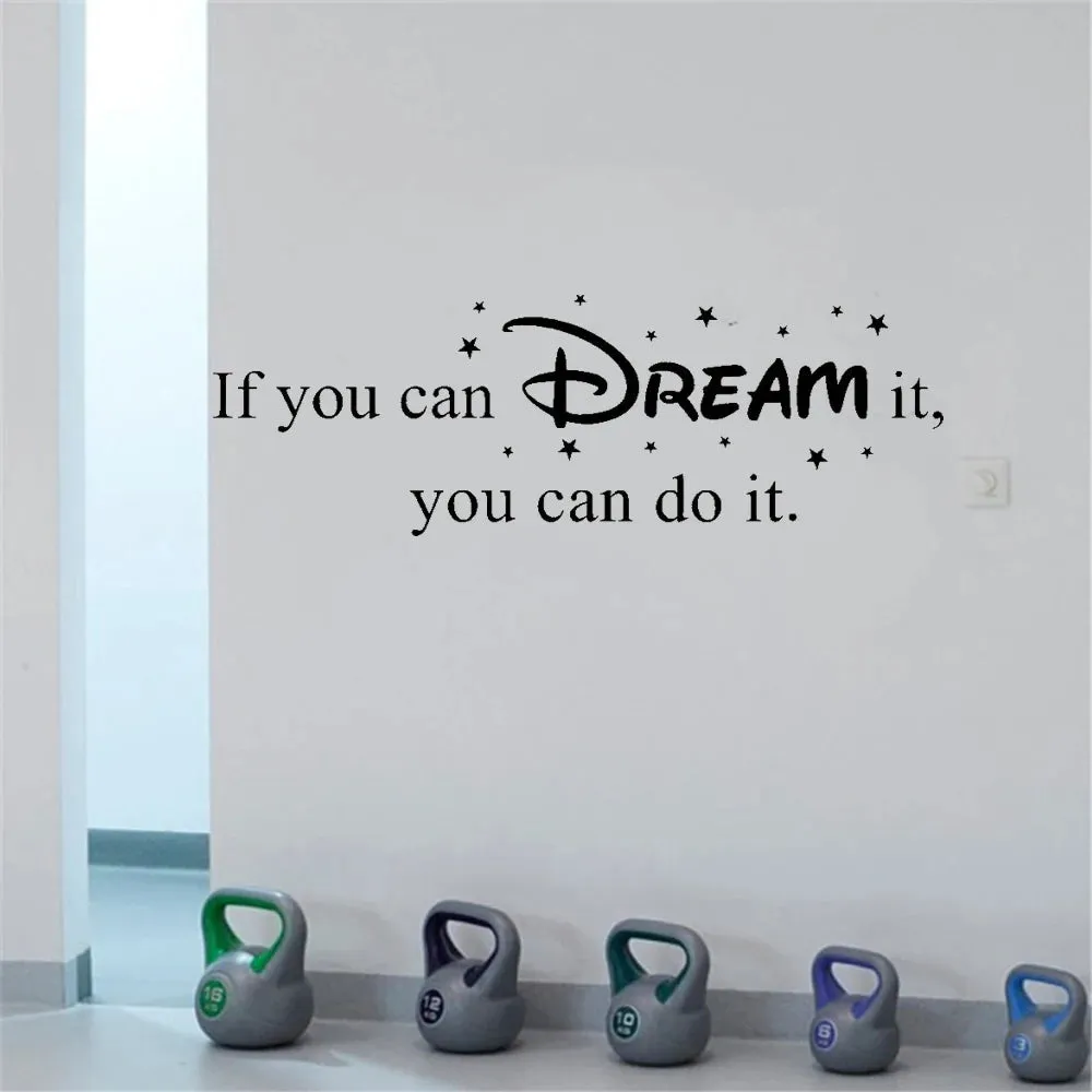 If You Can Dream It You Can Do It Wall Sticker Self-adhesive Inspiring Sentence Living Room Wall Stickers Home Decal Wall Art