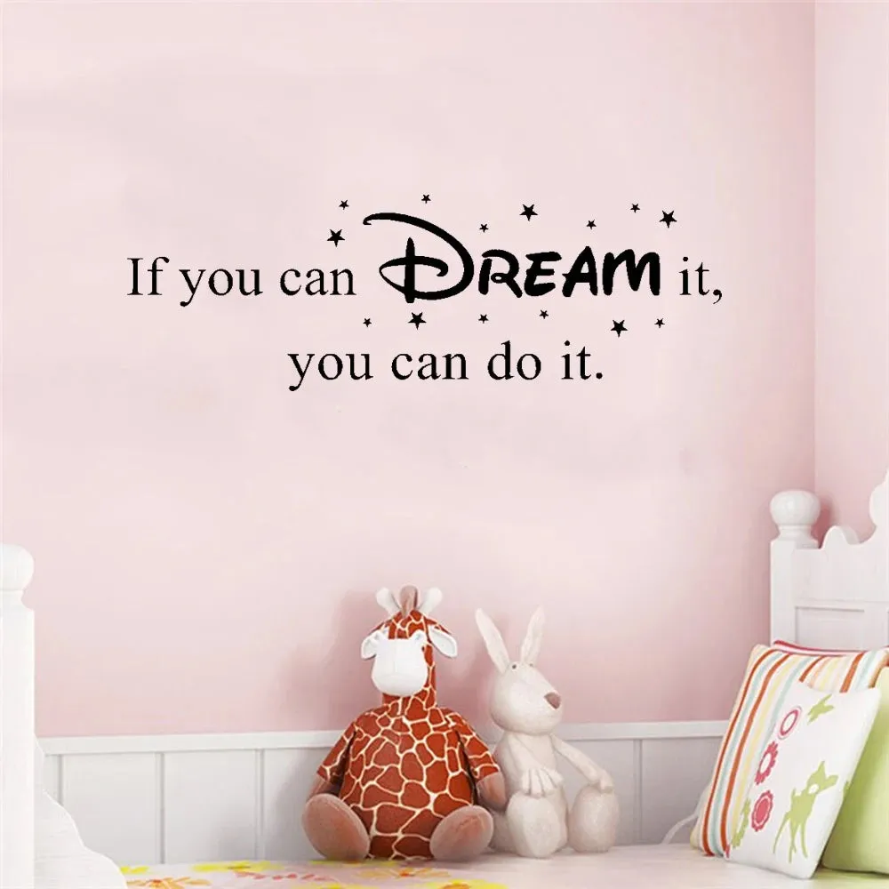 If You Can Dream It You Can Do It Wall Sticker Self-adhesive Inspiring Sentence Living Room Wall Stickers Home Decal Wall Art