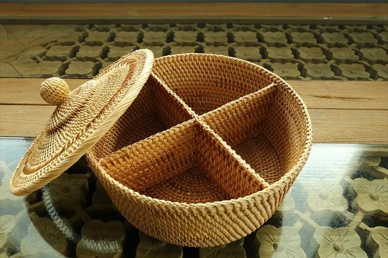 Indonesia Woven Storage Basket, Small Food and Snacks Basket, Kitchen Storage Basket, Storage Basket for Dining Room