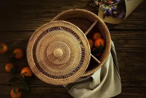 Indonesia Woven Storage Basket, Small Food and Snacks Basket, Kitchen Storage Basket, Storage Basket for Dining Room