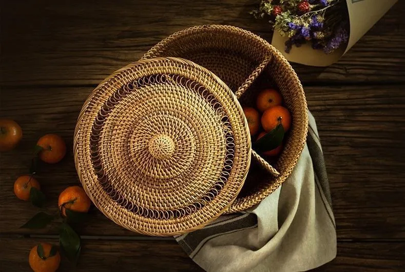 Indonesia Woven Storage Basket, Small Food and Snacks Basket, Kitchen Storage Basket, Storage Basket for Dining Room
