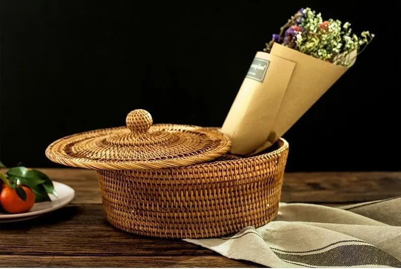 Indonesia Woven Storage Basket, Small Food and Snacks Basket, Kitchen Storage Basket, Storage Basket for Dining Room