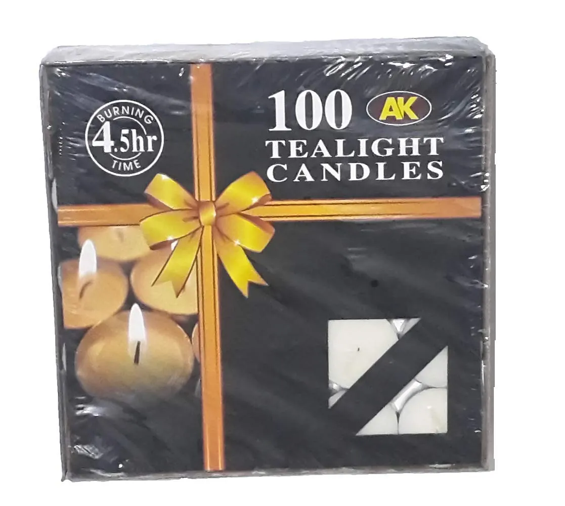 KAAS Tea Light Candles 4.5 Hours Long Burning Non Toxic Wax Decorative Candles - Set of 100 Pieces
