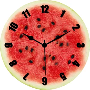 KARTIK™ Water Melon Printed Designer Wooden Wall Clock Without Glass for Home/Living Room/Bedroom/Kitchen and Office - 11X11 Inches (Multicolour) KAR 202224.1