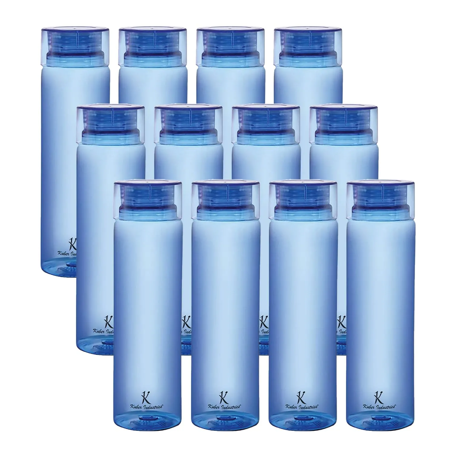 Kuber Industries BPA Free Plastic Water Bottles | Breakproof, Leakproof, Food Grade PET Bottles | Water Bottle for Kids & Adults | Plastic Bottle Set of 4 |Blue (Pack of 3)