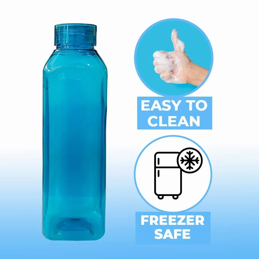 Kuber Industries BPA Free Plastic Water Bottles | Breakproof, Leakproof, Food Grade PET Bottles | Water Bottle for Kids & Adults | Plastic Bottle Set of 6 |Green (Pack of 4)