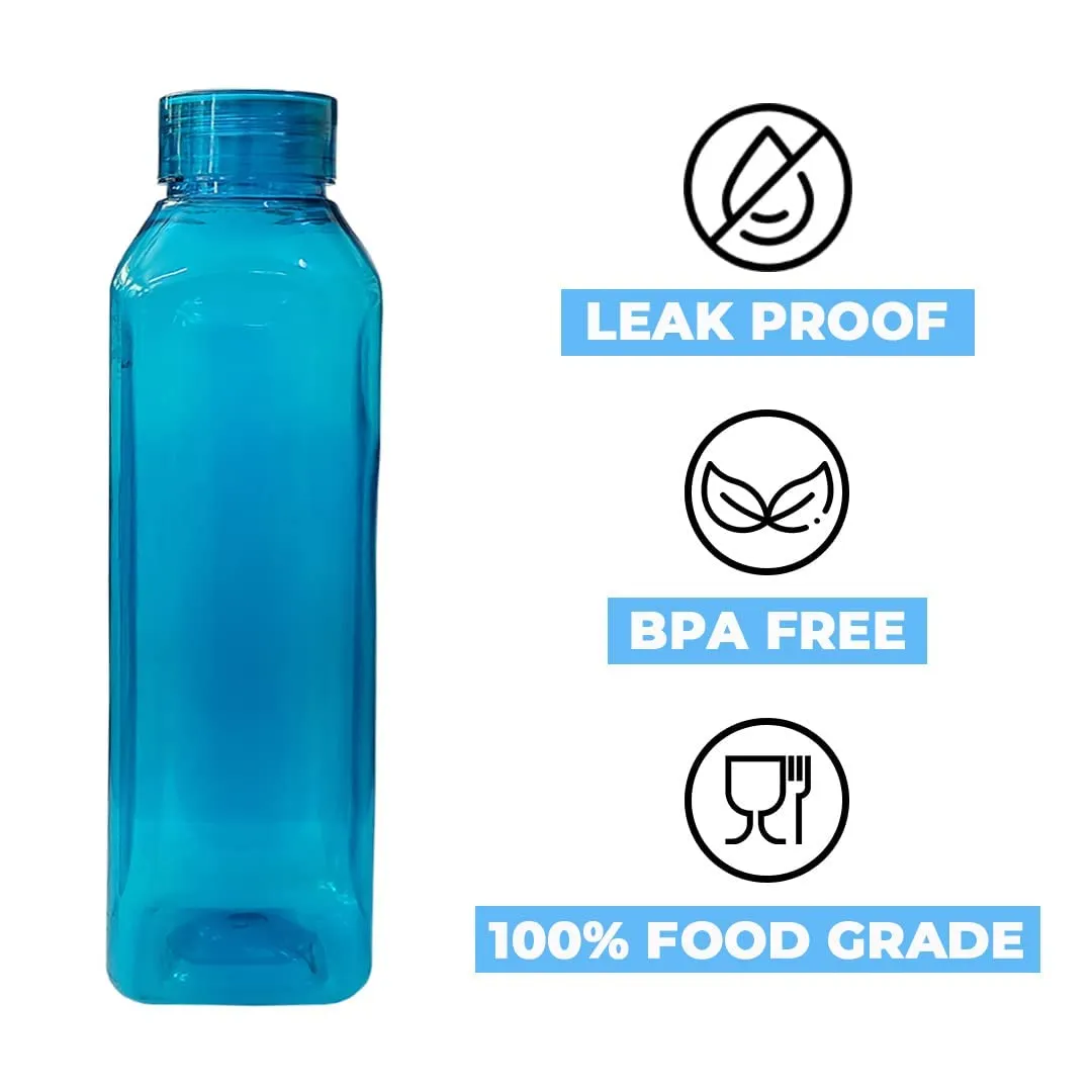 Kuber Industries BPA Free Plastic Water Bottles | Breakproof, Leakproof, Food Grade PET Bottles | Water Bottle for Kids & Adults | Plastic Bottle Set of 6 |Green (Pack of 4)