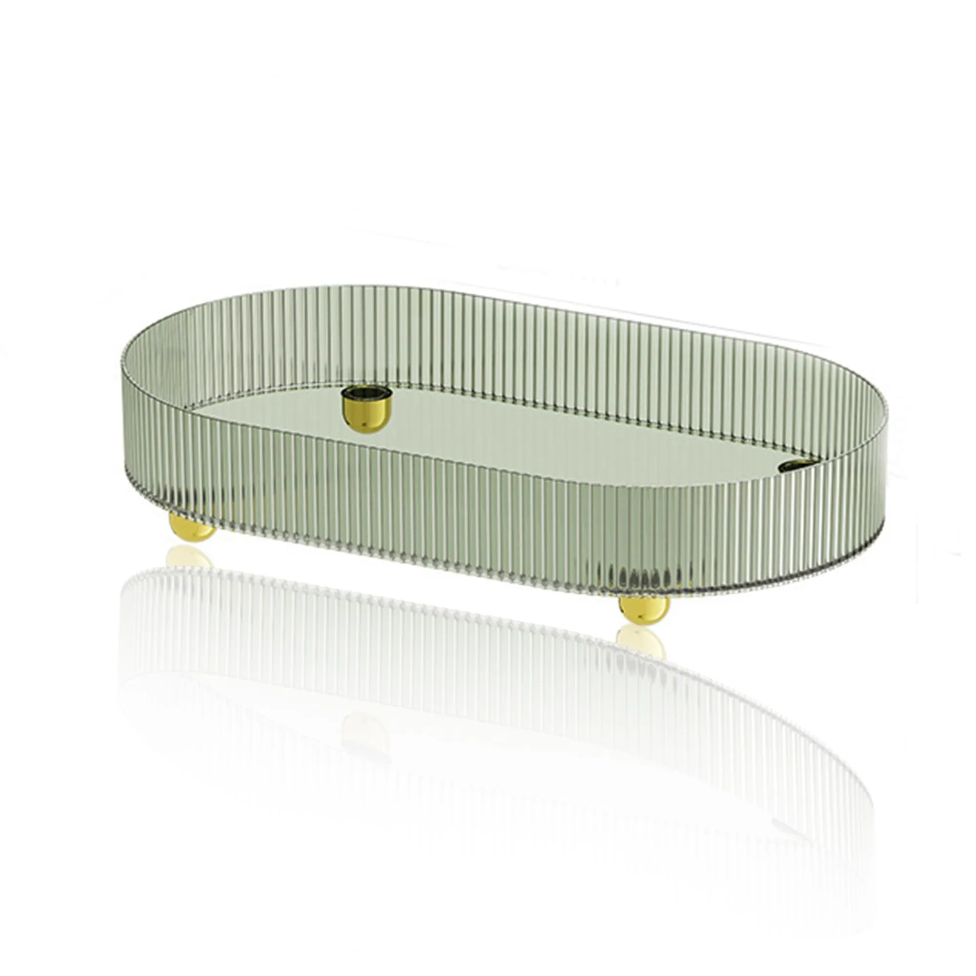 Kuber Industries Pack of 2 Multipurpose Decorative Tray | Makeup Organiser, Bathroom Vanity Tray, Dresser Tray, Kitchen Countertop Organiser Tray | Anti Slip and Decorative | YM.6403 | Dark Green
