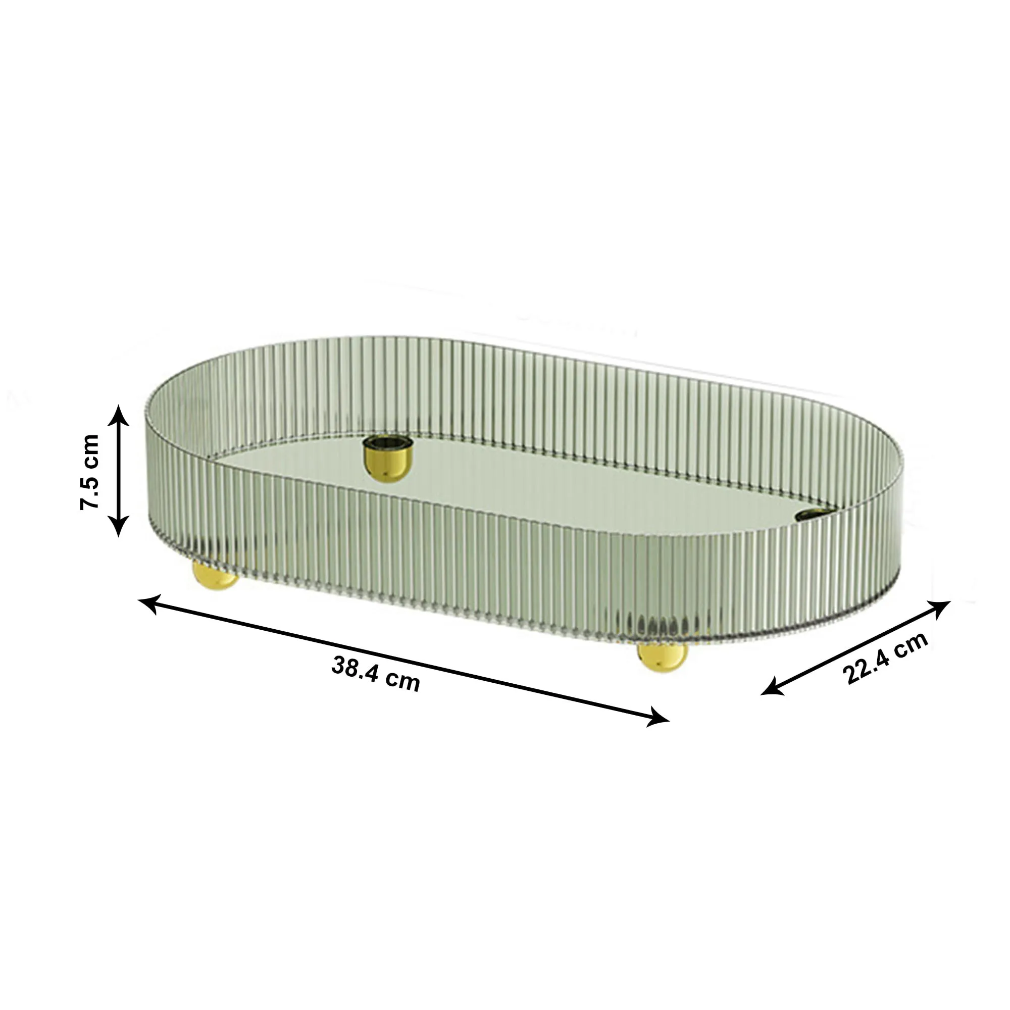Kuber Industries Pack of 2 Multipurpose Decorative Tray | Makeup Organiser, Bathroom Vanity Tray, Dresser Tray, Kitchen Countertop Organiser Tray | Anti Slip and Decorative | YM.6403 | Dark Green