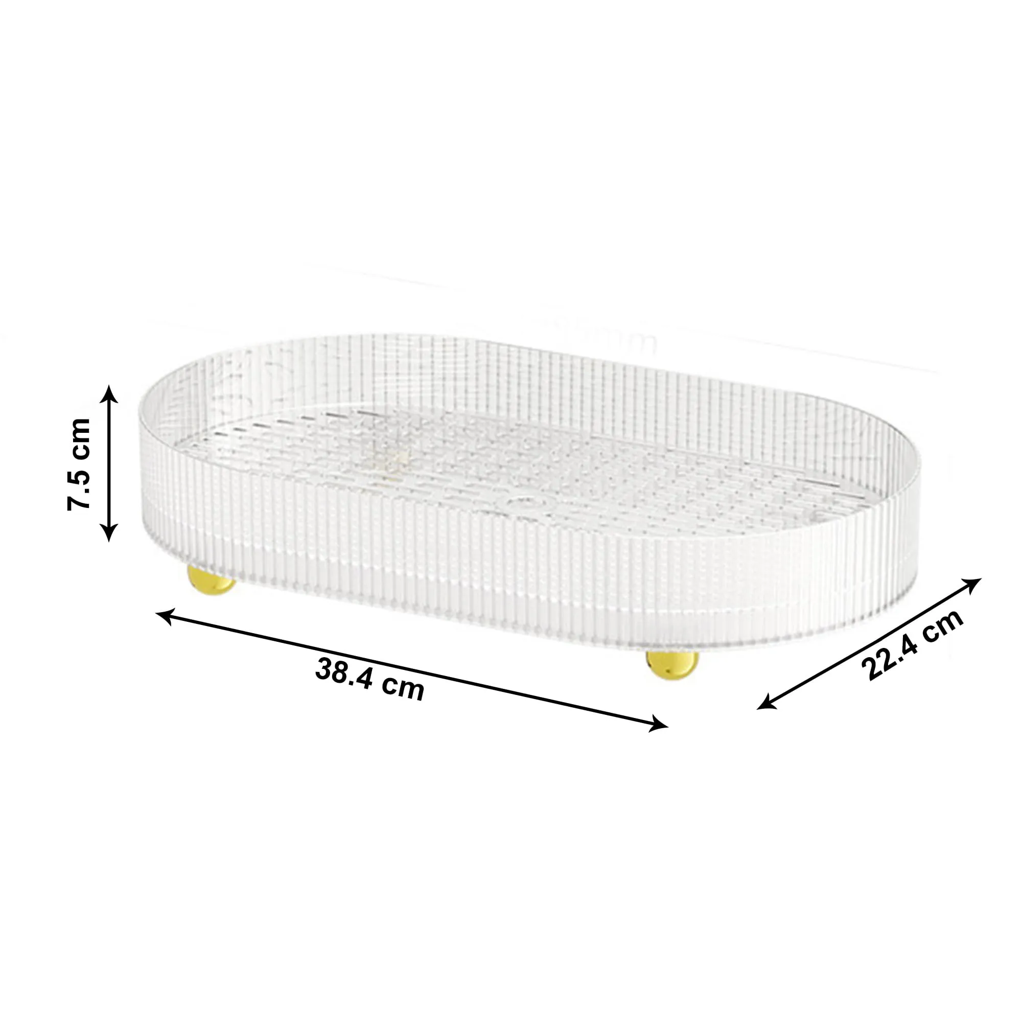 Kuber Industries Pack of 2 Multipurpose Double layer Decorative Drain Tray | Makeup Perfume Organiser, Bathroom Vanity, Dresser Tray, Kitchen Countertop Organiser Tray | Anti Slip | Transparent