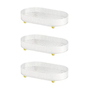 Kuber Industries Pack of 3 Multipurpose Double layer Decorative Drain Tray | Makeup Perfume Organiser, Bathroom Vanity, Dresser Tray, Kitchen Countertop Organiser Tray | Anti Slip | Transparent