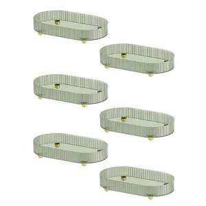 Kuber Industries Pack of 6 Multipurpose Decorative Tray | Makeup Organiser, Bathroom Vanity Tray, Dresser Tray, Kitchen Countertop Organiser Tray | Anti Slip and Decorative | YM.6403 | Dark Green