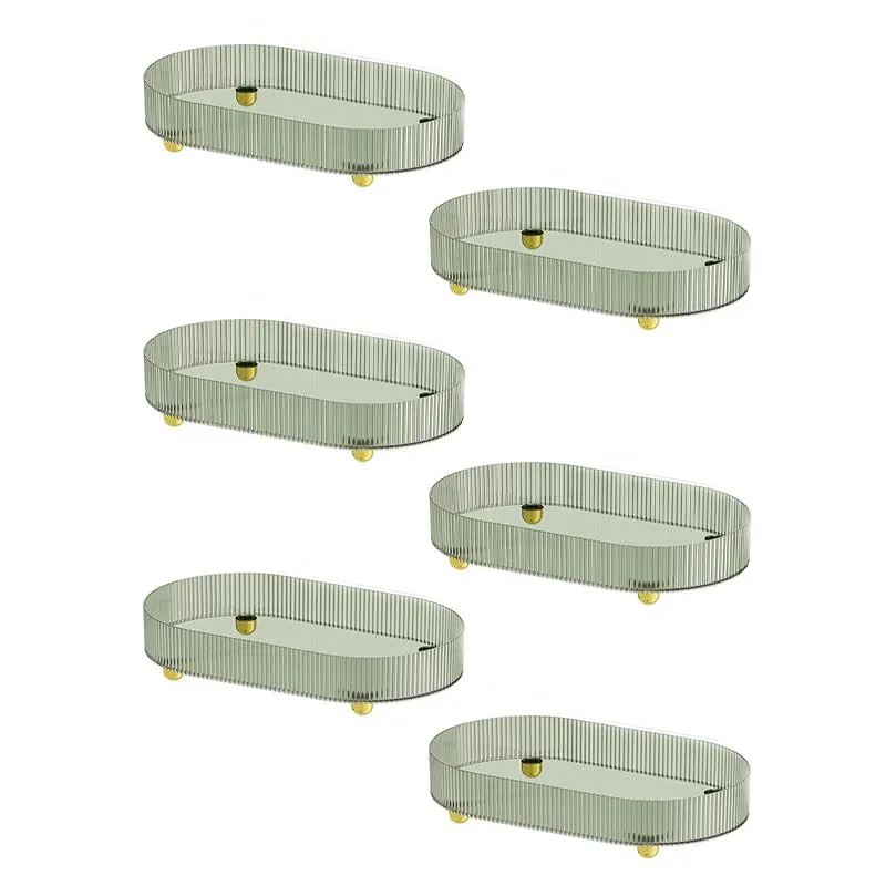 Kuber Industries Pack of 6 Multipurpose Decorative Tray | Makeup Organiser, Bathroom Vanity Tray, Dresser Tray, Kitchen Countertop Organiser Tray | Anti Slip and Decorative | YM.6403 | Dark Green