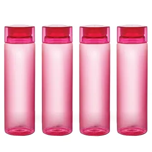 Kuber Industries Plastic Water Bottles -1 Litre Water Bottle | Break Proof, Multipurpose, BPA Free, Ideal for Fridge/Refrigerator | Red, Set of 4
