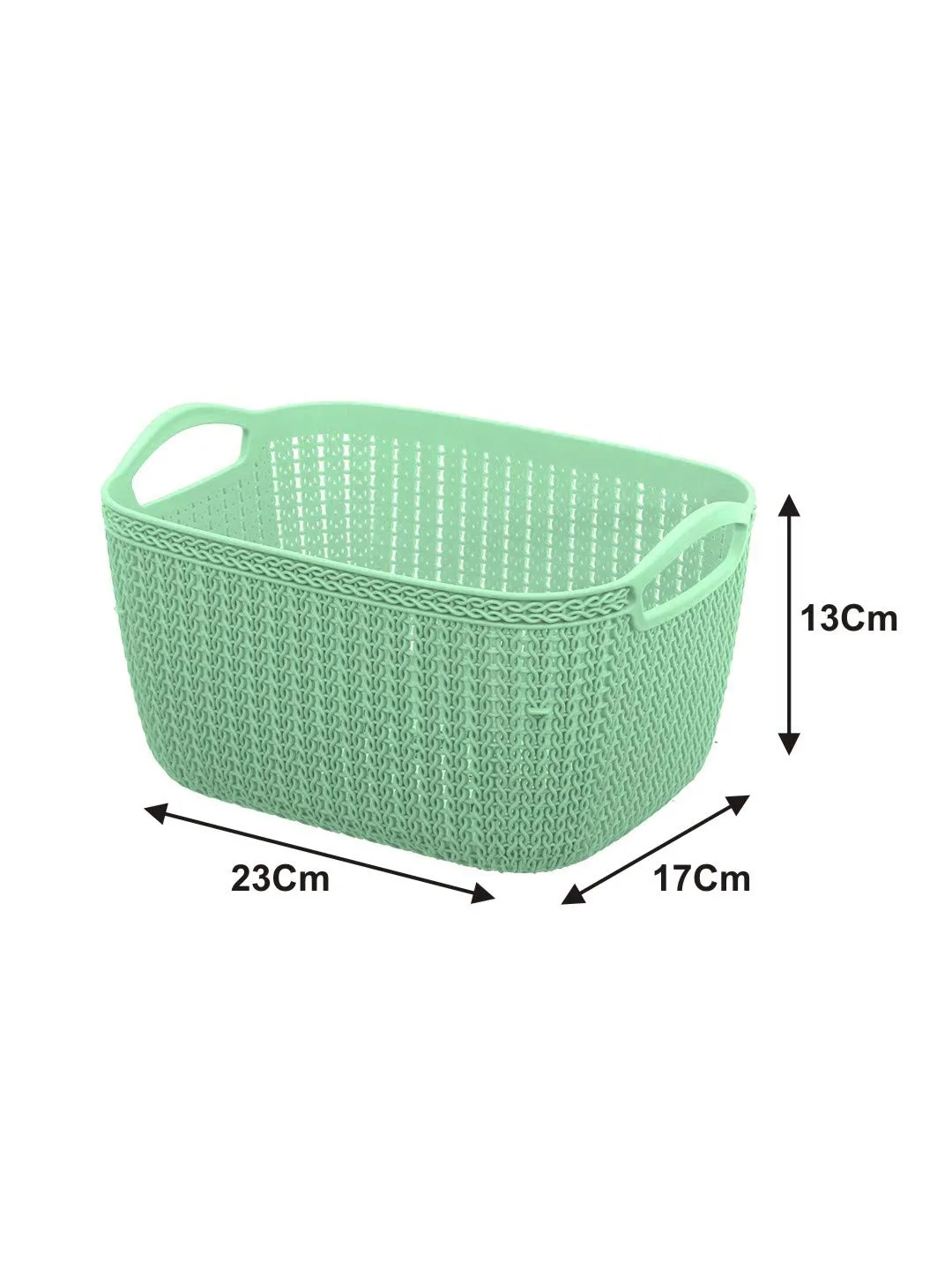 Kuber Industries Q-5 Unbreakable Plastic 2 Pieces Multipurpose Medium Size Flexible Storage Baskets/Fruit Vegetable Bathroom Stationary Home Basket with Handles (Light Green)