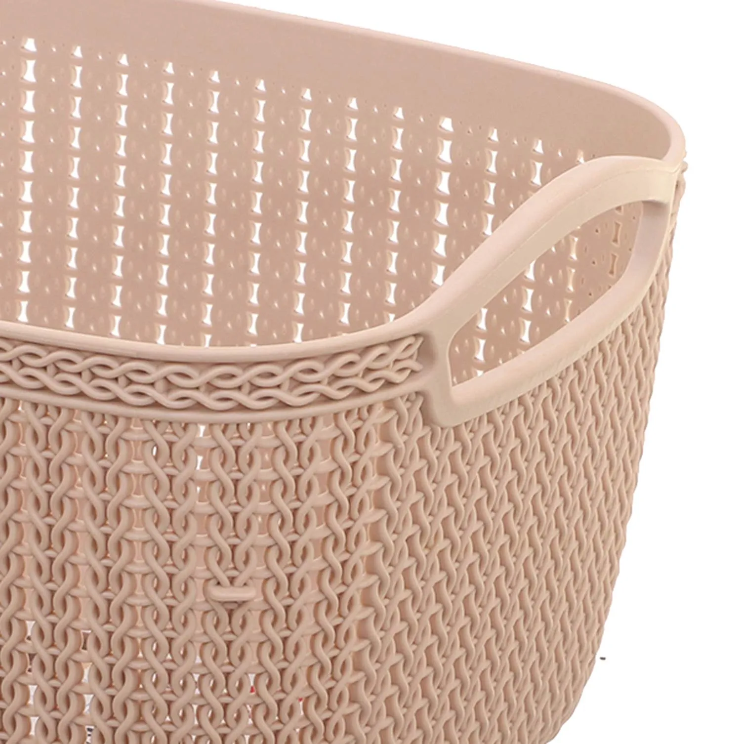 Kuber Industries Unbreakable Plastic 4 Pieces Multipurpose Medium Size Flexible Storage Baskets/Fruit Vegetable Bathroom Stationary Home Basket with Handles (Peach) -CTKTC39040