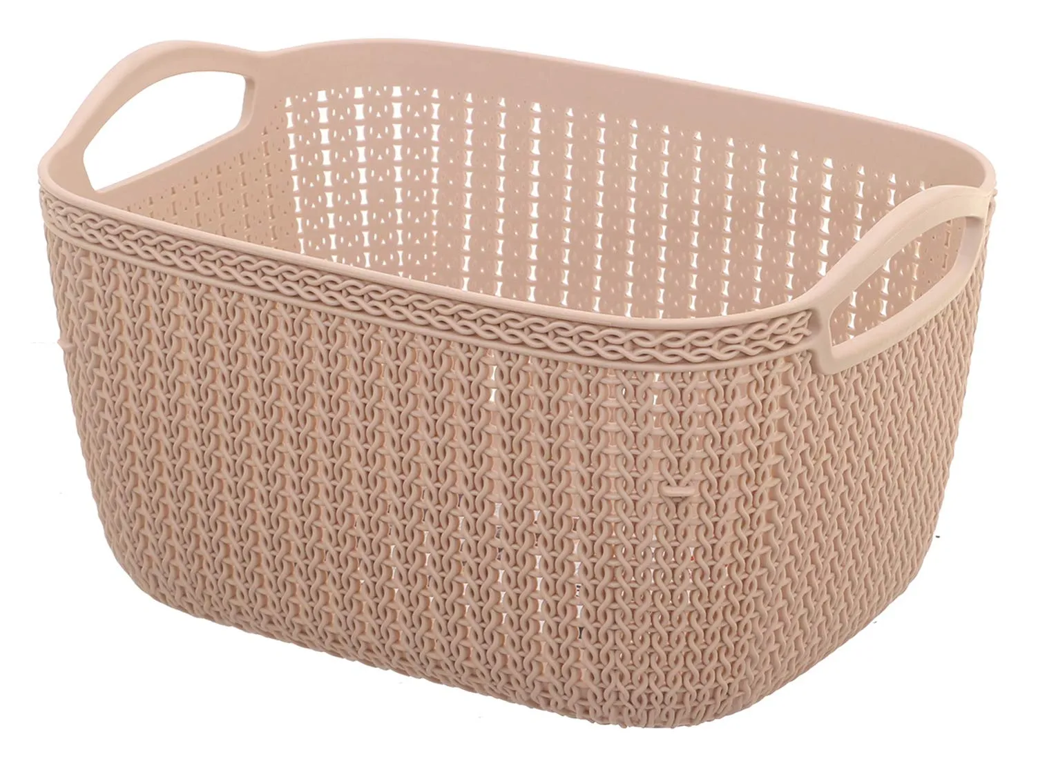 Kuber Industries Unbreakable Plastic 4 Pieces Multipurpose Medium Size Flexible Storage Baskets/Fruit Vegetable Bathroom Stationary Home Basket with Handles (Peach) -CTKTC39040