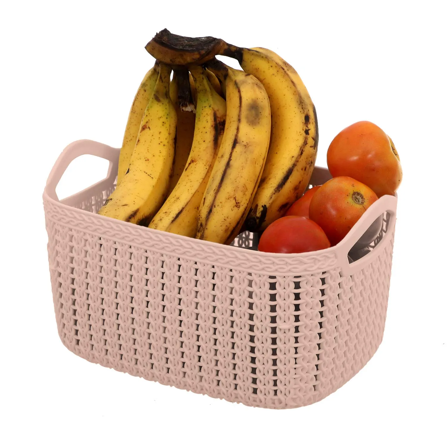 Kuber Industries Unbreakable Plastic 4 Pieces Multipurpose Medium Size Flexible Storage Baskets/Fruit Vegetable Bathroom Stationary Home Basket with Handles (Peach) -CTKTC39040