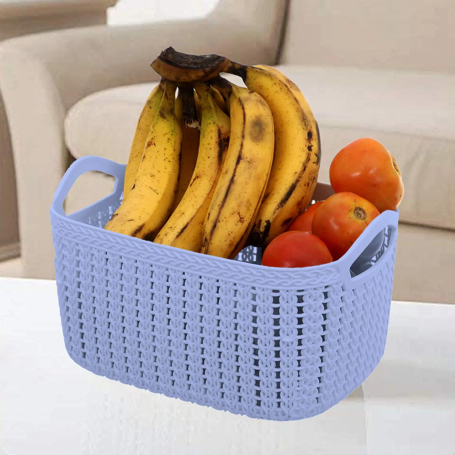 Kuber Industries Unbreakable Plastic Multipurpose Medium Size Flexible Storage Baskets/Fruit Vegetable Bathroom Stationary Home Basket with Handles (Grey) - (CTLTC039064)